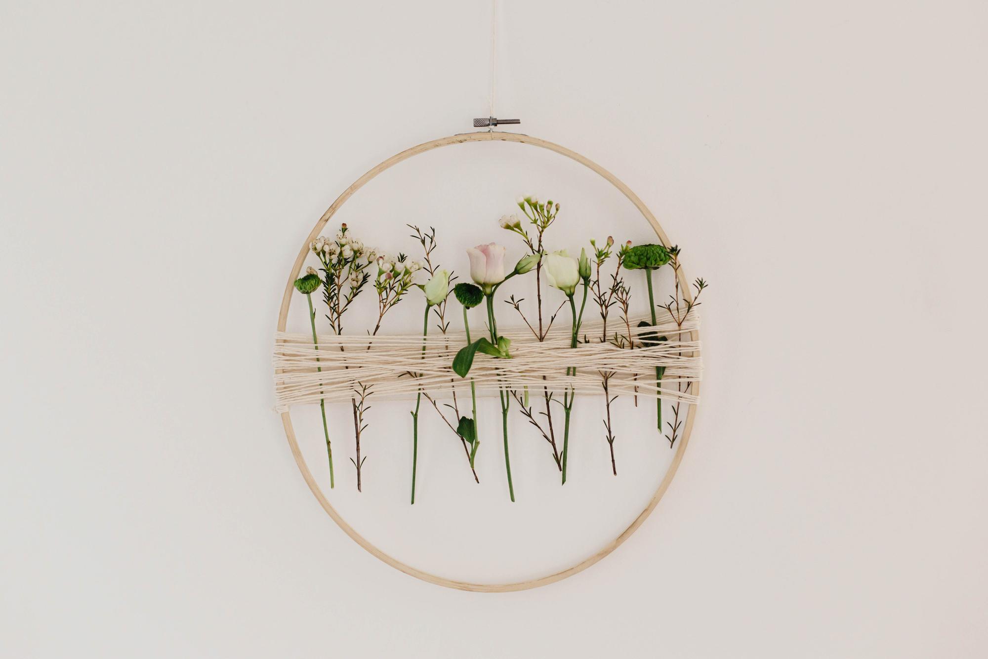 Hoop with botanical embroidery