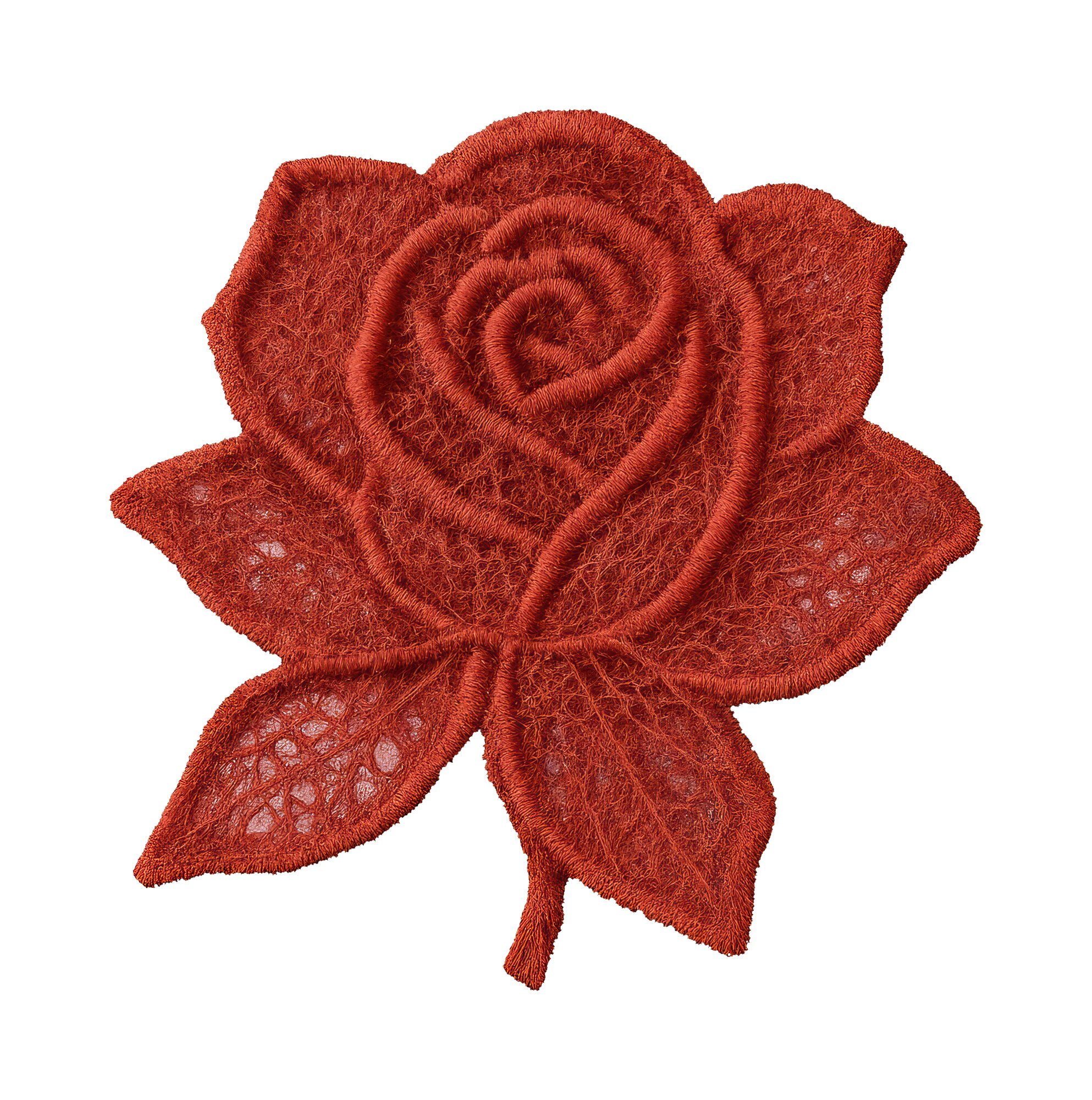 Close-up satin stitch petal detail